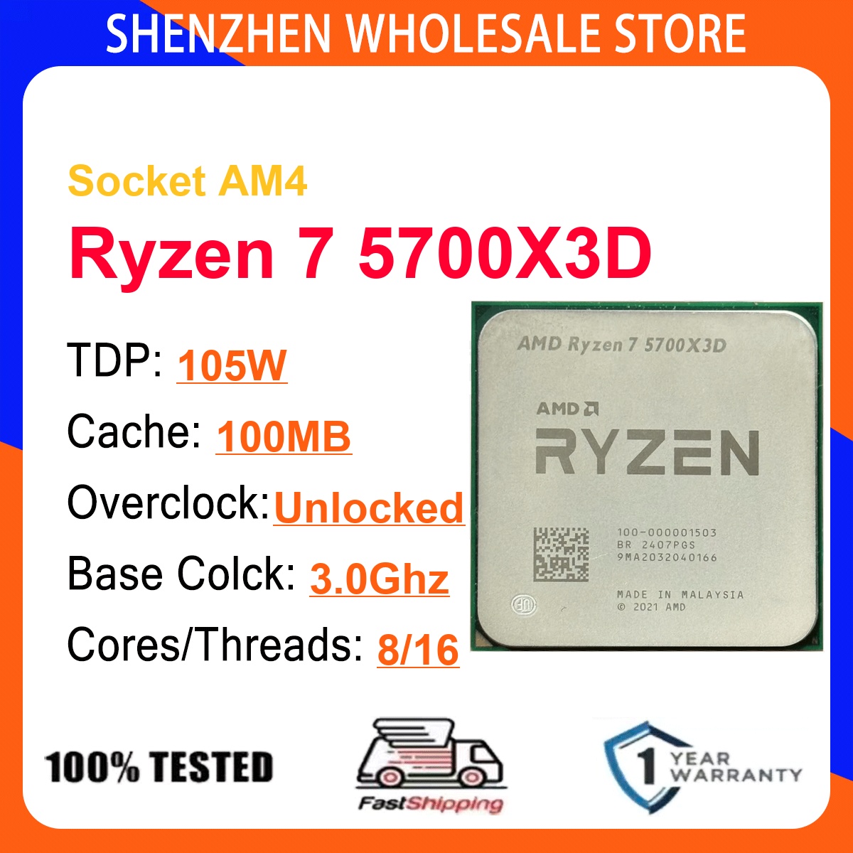 Amd Cpu Ryzen 7 - AMD Ryzen 7 5700X3D, CPU para