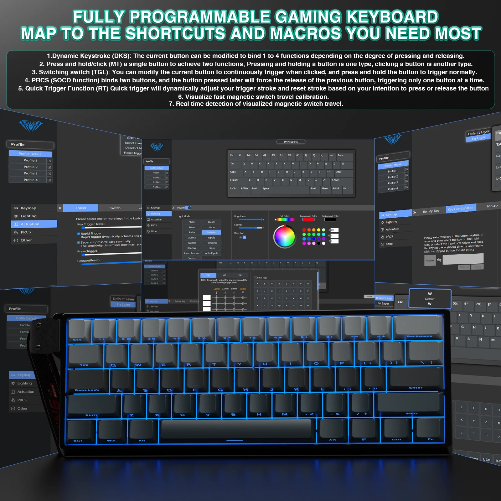 Teclado AULA WIN60HE con inter - Gaming Keyboard No Rgb reseña y precio